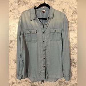 So My Perfect Shirt Woman Long Sleeve Sz XXL Chambray Lyocell EUC